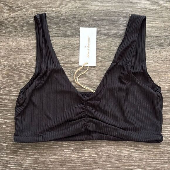 🐿️ NWT Urban Outfitters Desert Dreamer Ribbed Black Bikini Top Size 2X - Picture 1 of 4